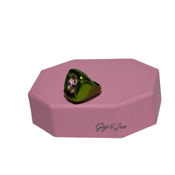 Swarovski Dulcis Cocktail Ring sizen 58 / 8 Green No box - Picture 3 of 5